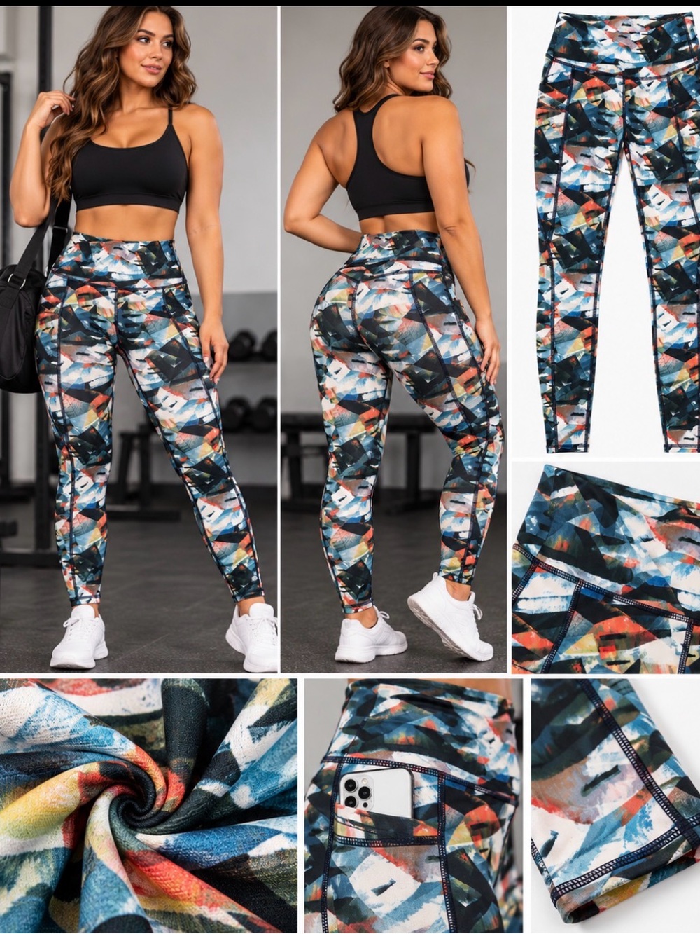 High-Waist Printed Active Leggings - Multicolor